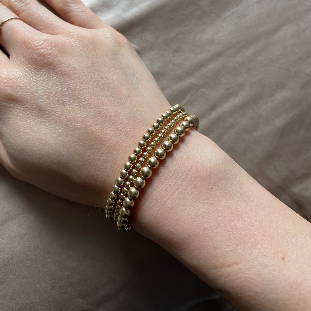 karen lazar gold filled beaded bracelet stack